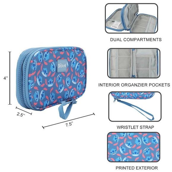 Disney Stitch Wristlet Tech Travel Organizer - Carry All Toiletry Bag - Picture 10 of 10